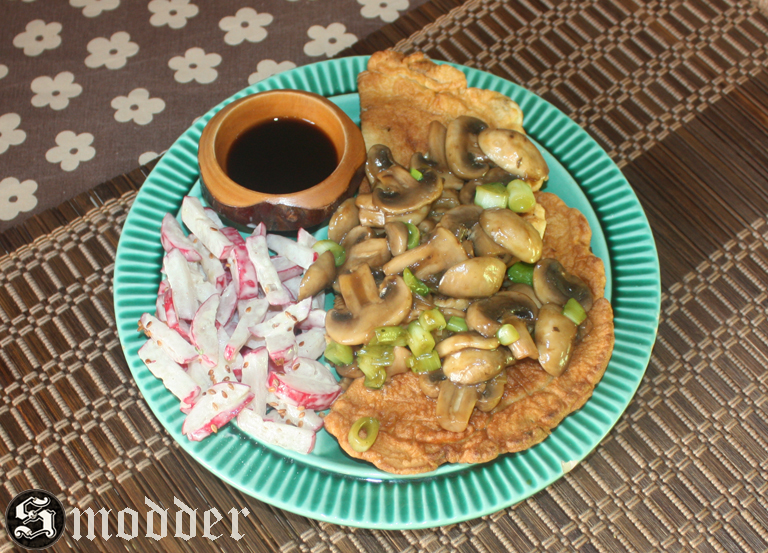 Koekelet met champignons en radijs