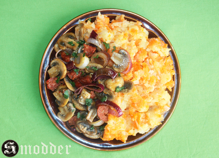 Hutspot met champignons en chorizo